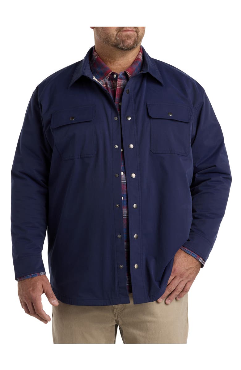 True Nation by DXL Big & Tall Flannel-Lined Shirt Jacket, Main, color, Evening Blue
