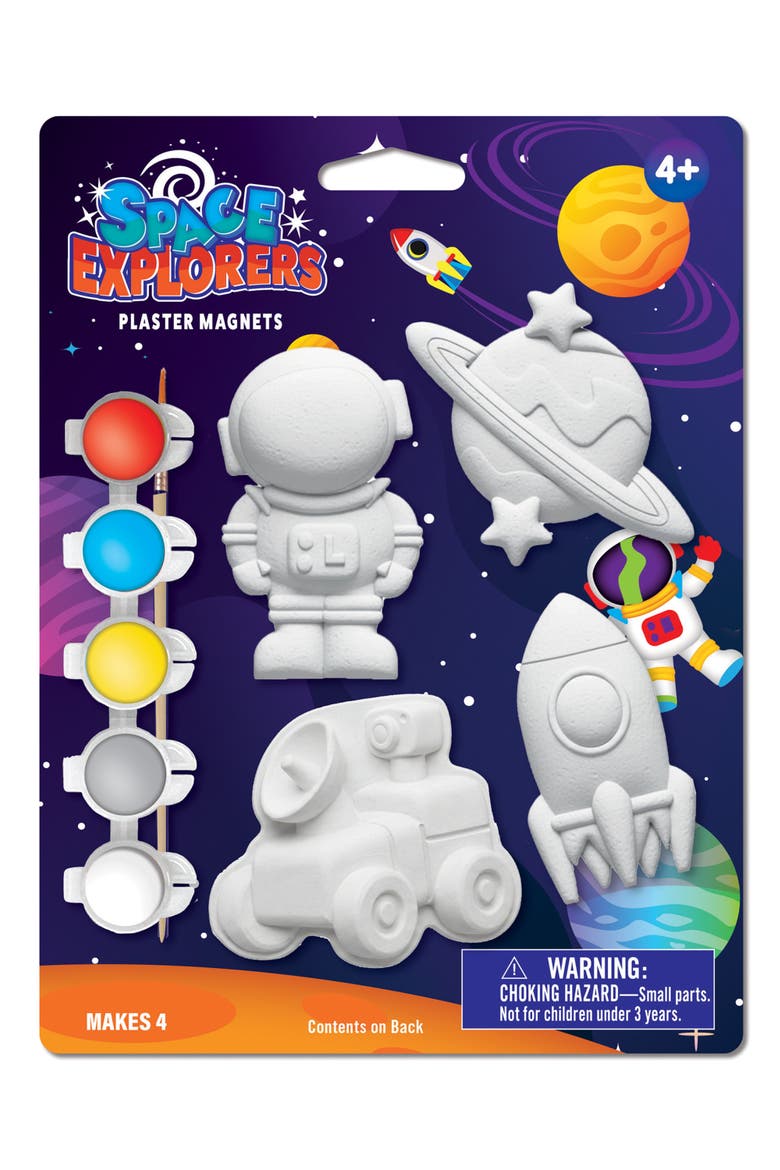 MasterPieces - Space Explorers - 4-Pack Plaster Magnets Paint Kit, Main, color, Multicolor