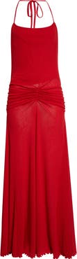 Siedrés Ruched Mesh Halter Maxi Dress
