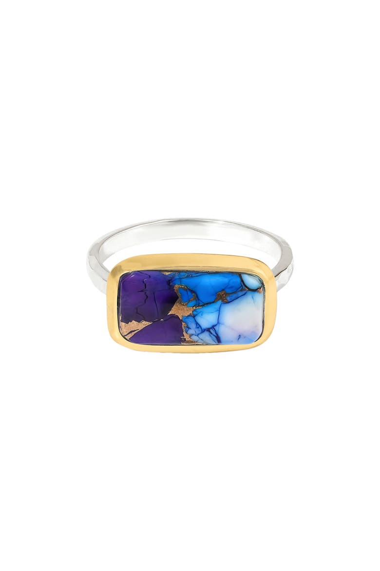 Two-Tone Semiprecious Stone Ring, Alternate, color, DARK BLUE