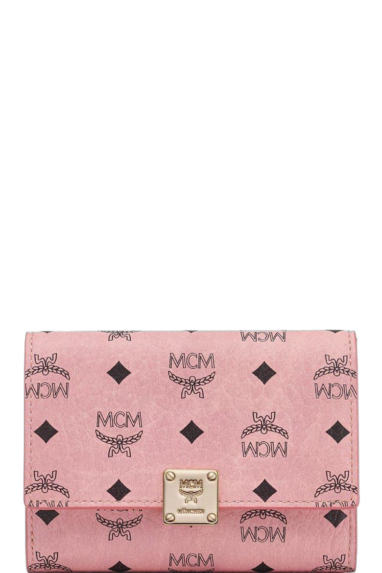 Aren Trifold Wallet in Visetos, Main, color, Pink