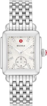 MICHELE Deco Mid Diamond Dial Bracelet Watch, 28mm x 30mm