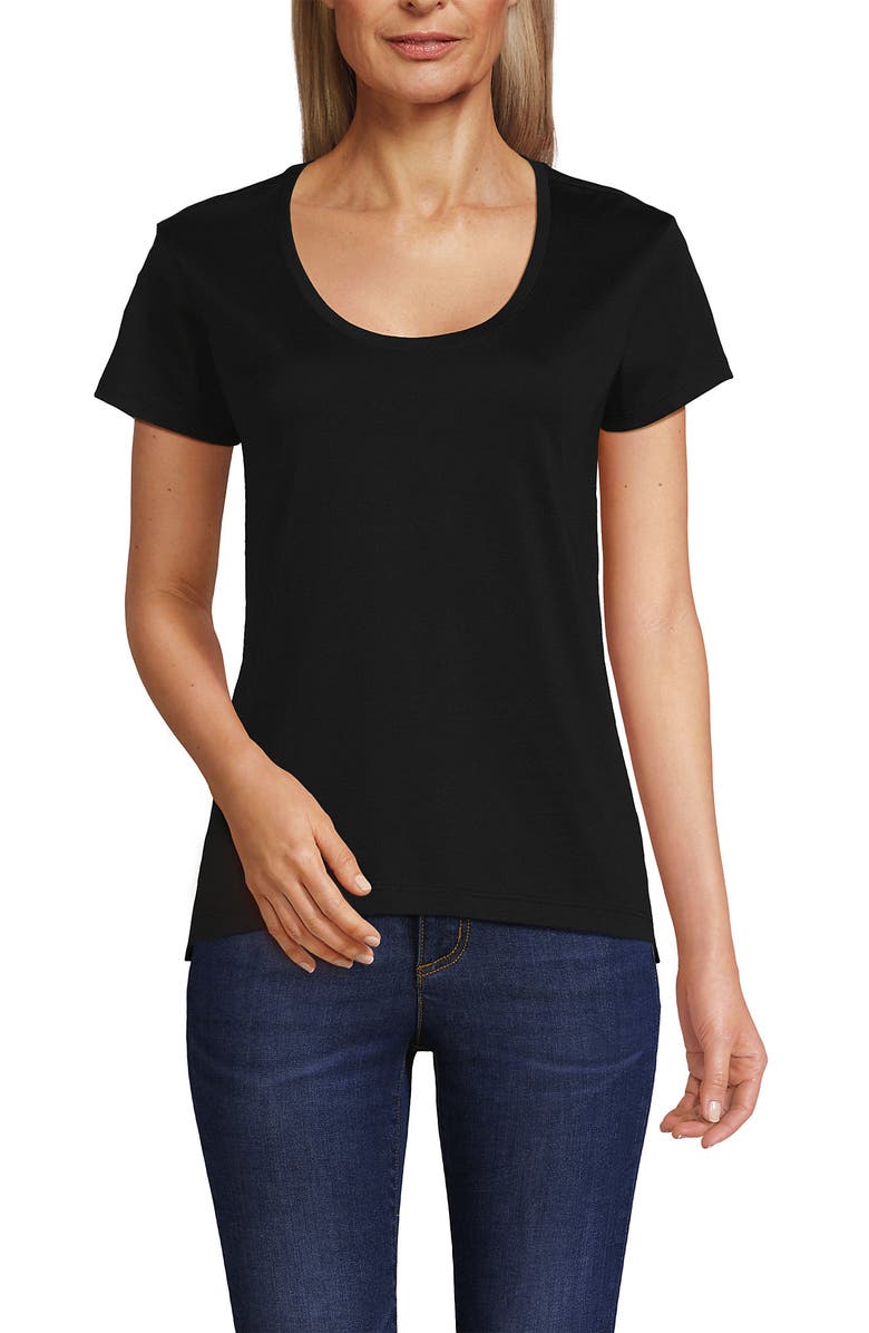 Lands' End Supima Cotton Short Sleeve Scoop Neck Tee, Alternate, color, Black