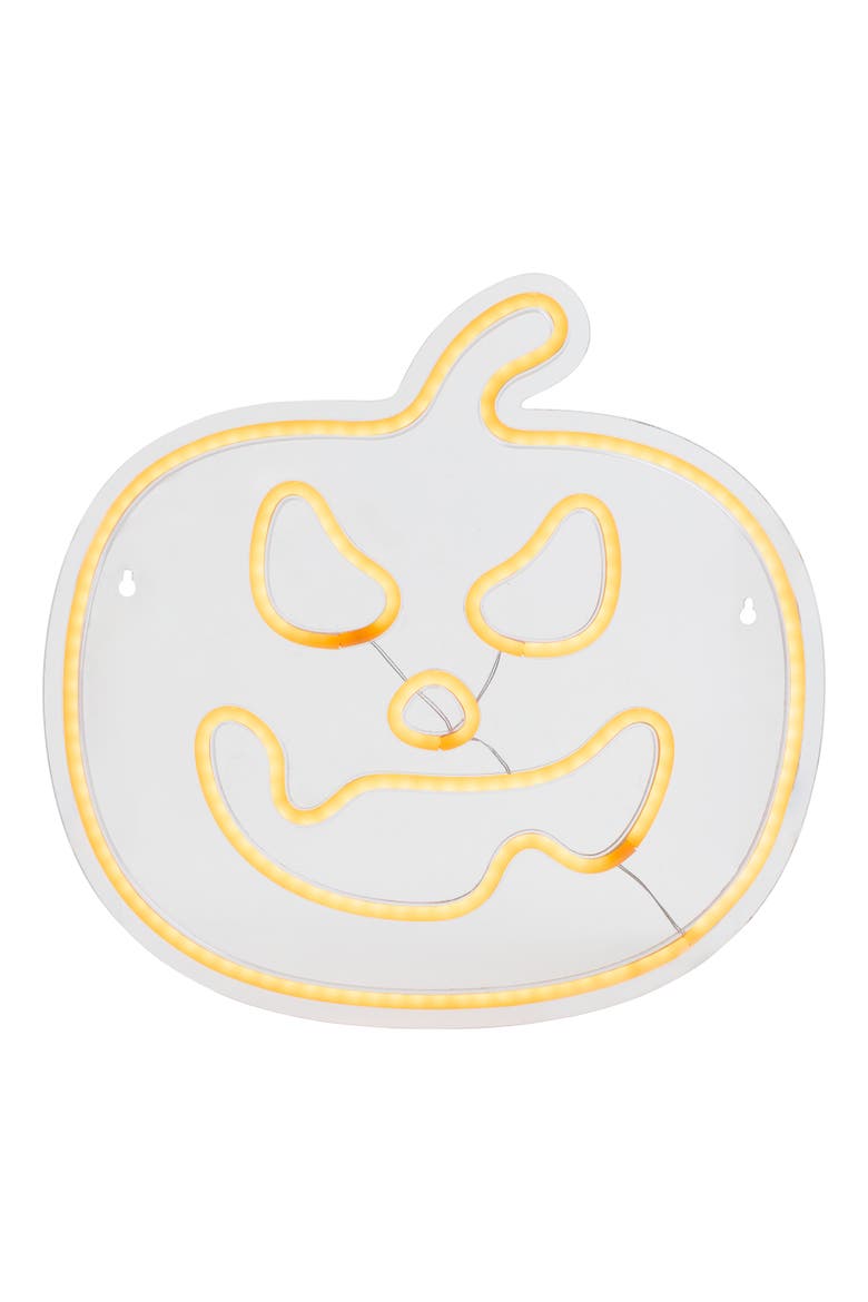 LED Jack-O-Lantern Neon Lighted Halloween Wall or Window Decoration - 15" - Orange, Main, color, Orange