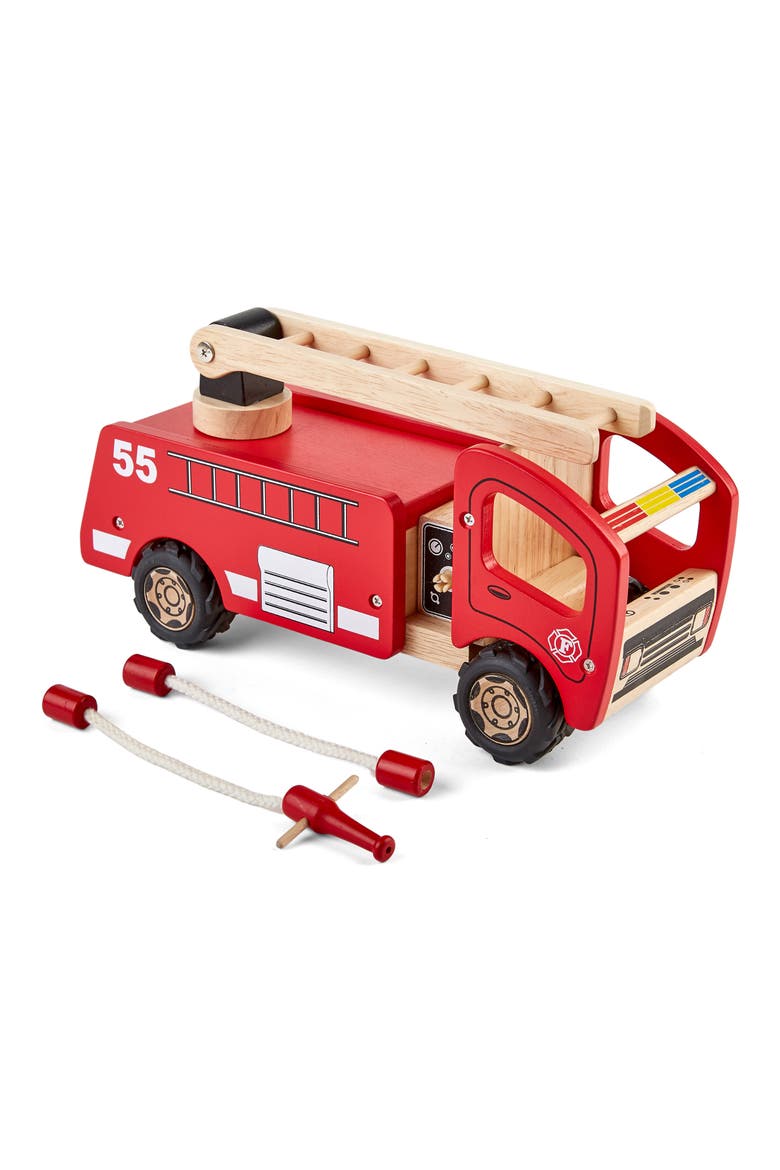 Wood Toy Fire Engine, Alternate, color, RED