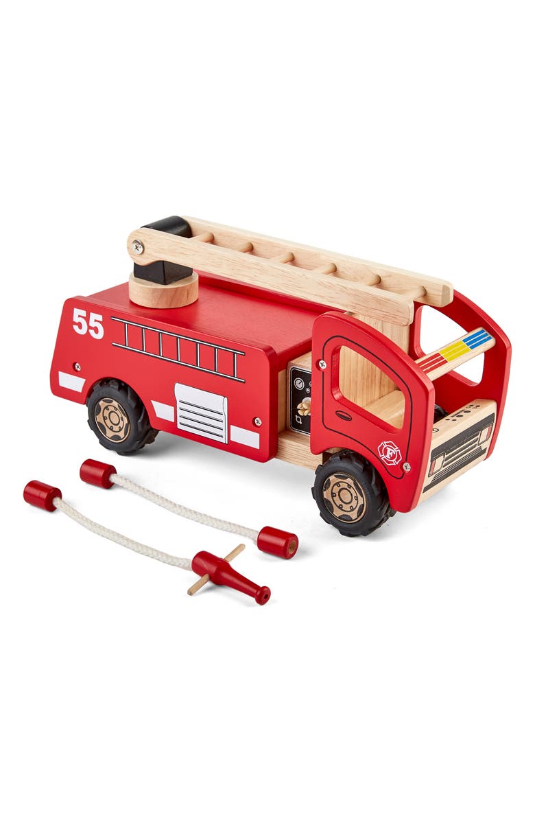 Pintoy Wood Toy Fire Engine, Alternate, color, Red