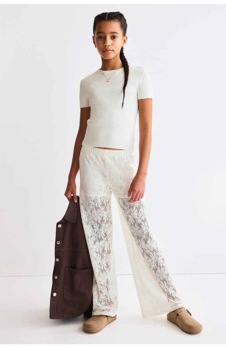 H&M Crochet-look Trousers, Alternate, color, White