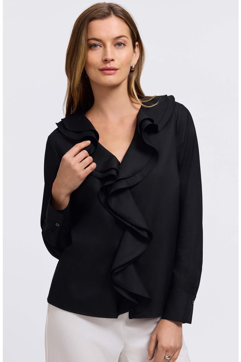 Shantel Ruffle Long Sleeve Top, Alternate, color, BLACK
