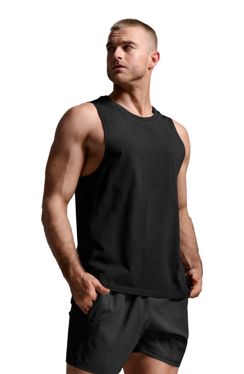 2XU Motion Cotton Flex Tank, Main, color, Black/Black