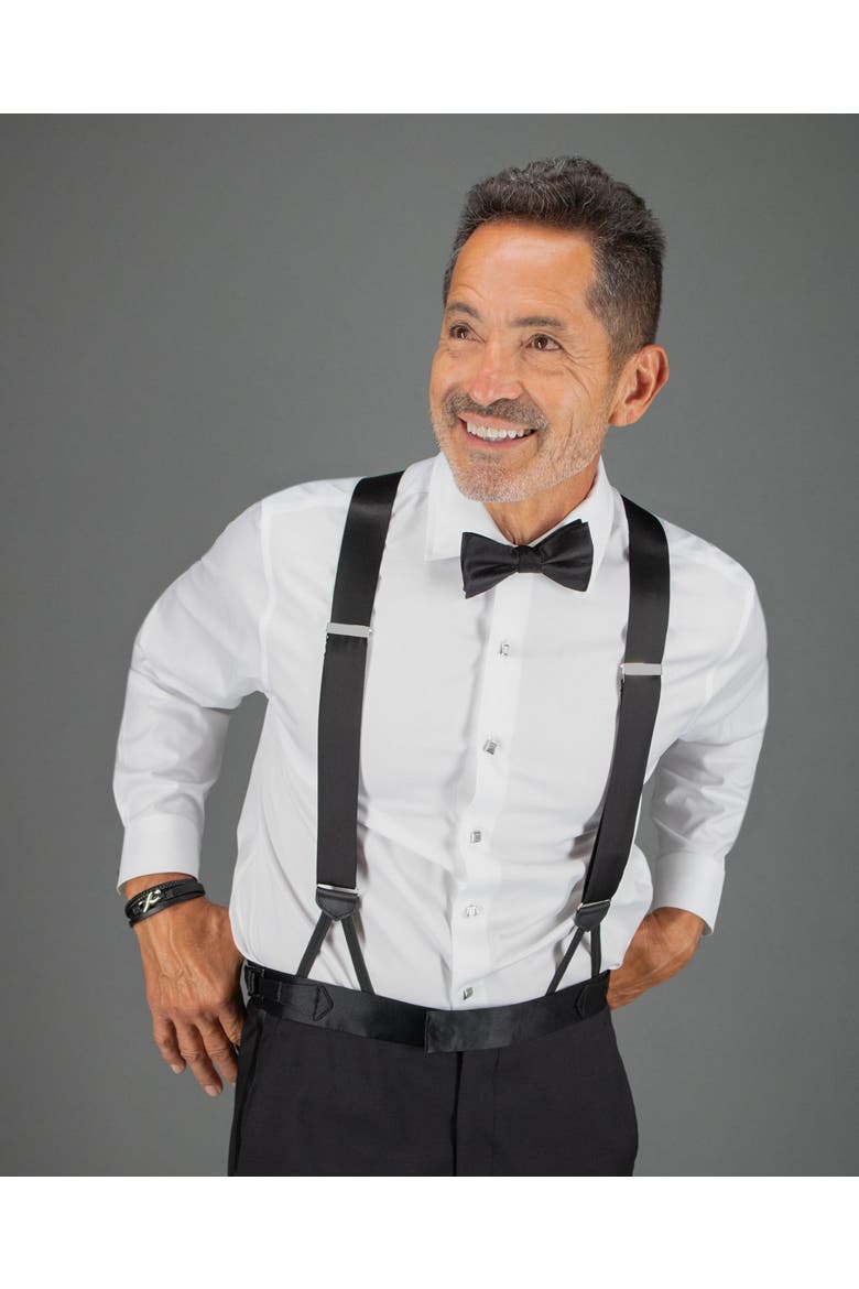 Big & Tall Sutton Solid Silk Formal End Suspenders (braces), Alternate, color, Black