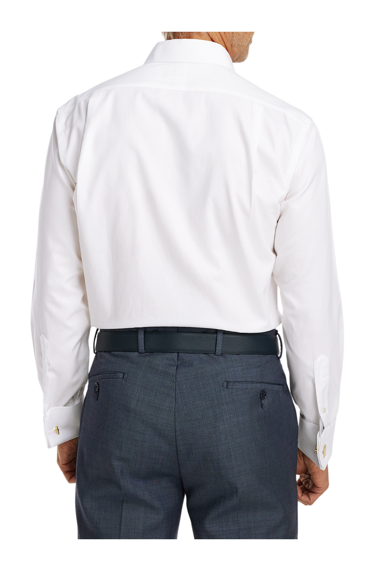 Tailored Fit Non-iron Cotton Pinpoint Point Collar French Cuff Dress Shirt, Alternate, color, White