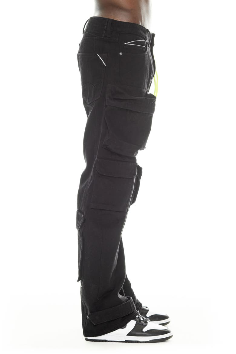Grunge Nonstretch Baggy Cargo Jeans, Alternate, color, BLACK TWILL