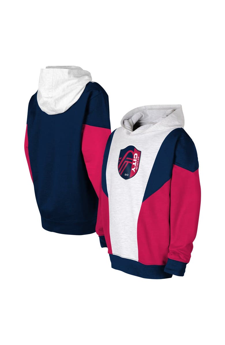 Outerstuff Youth Ash/Navy St. Louis City SC Champion League Fleece Pullover Hoodie, Main, color, 