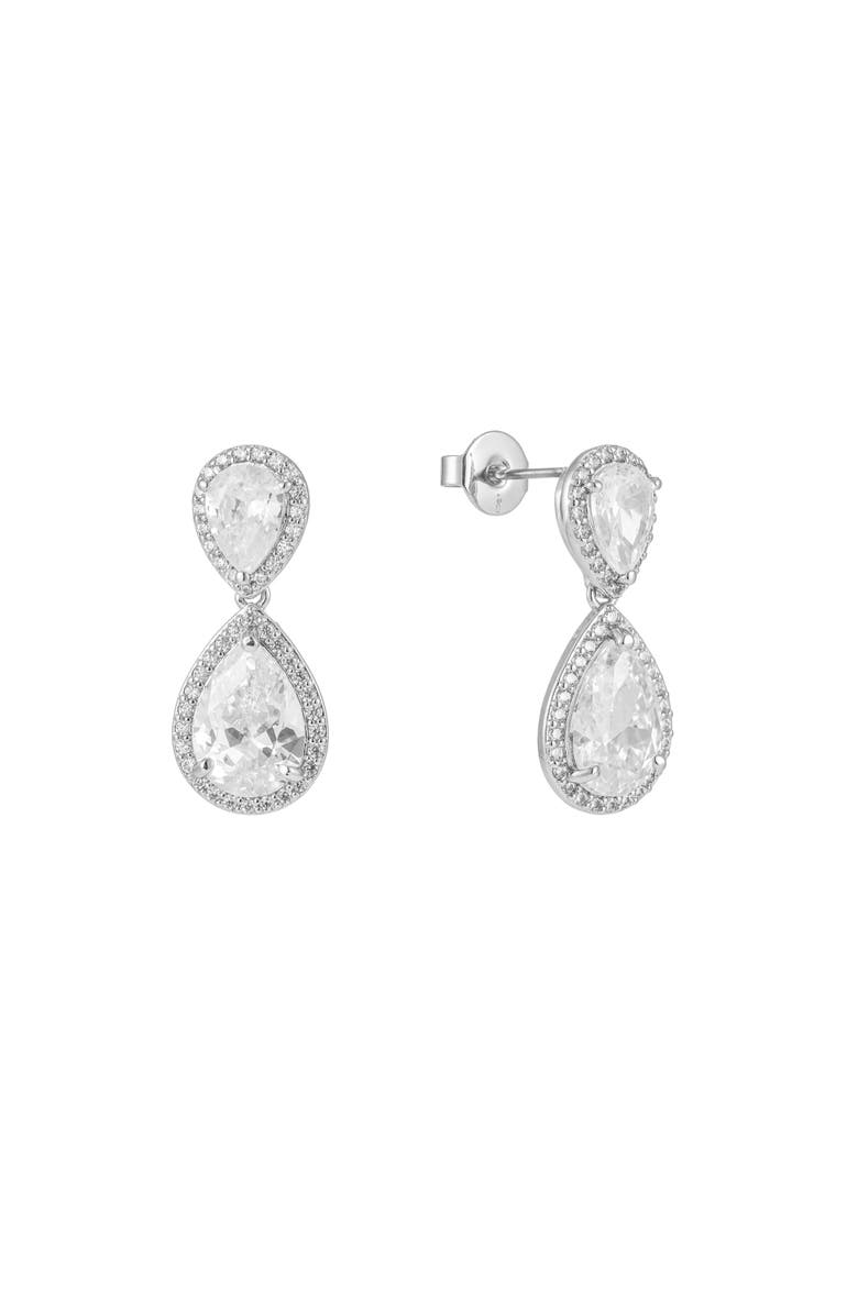 Untamed Petals Aspen Crystal Drop Earrings, Main, color, Silver