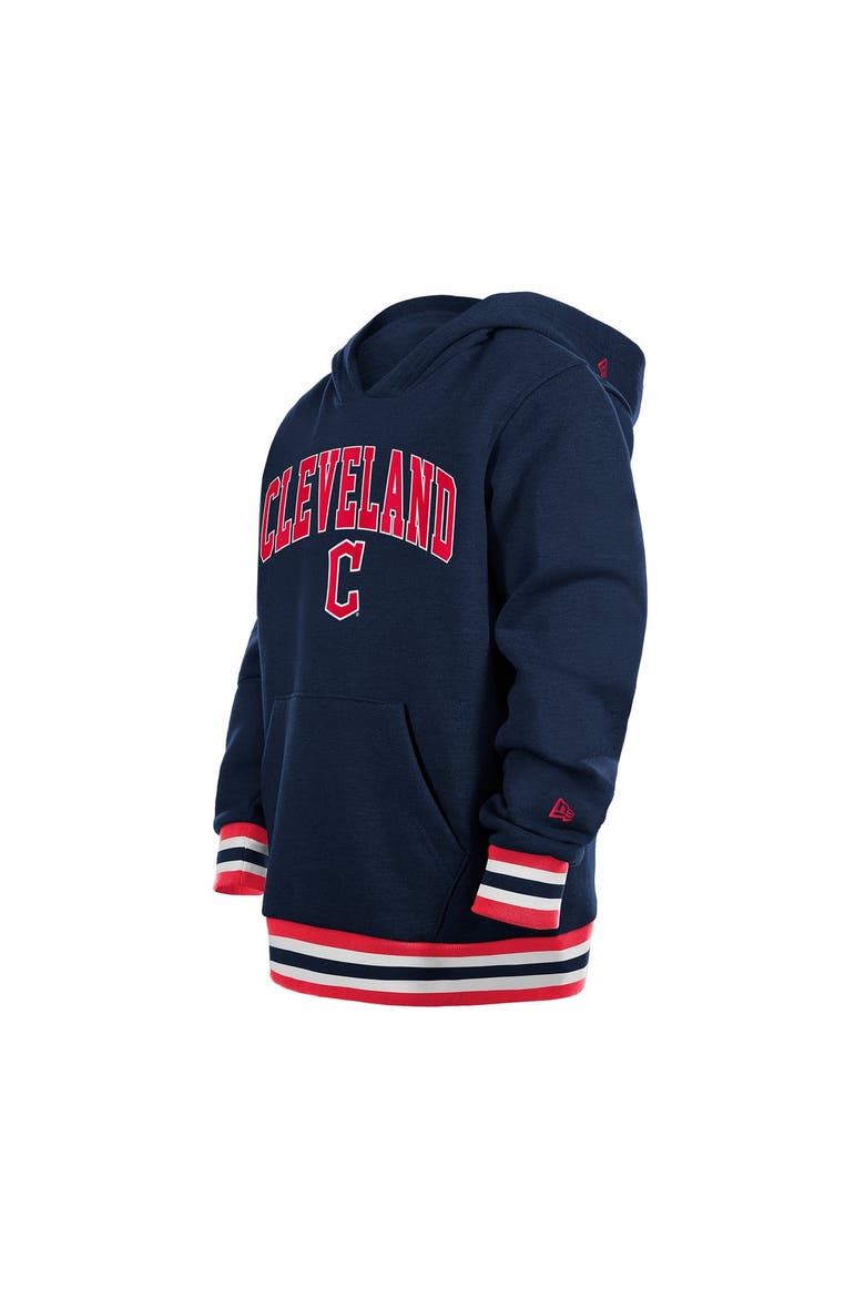 Youth New Era Navy Cleveland Guardians Knit Trim Pullover Hoodie, Alternate, color, Navy