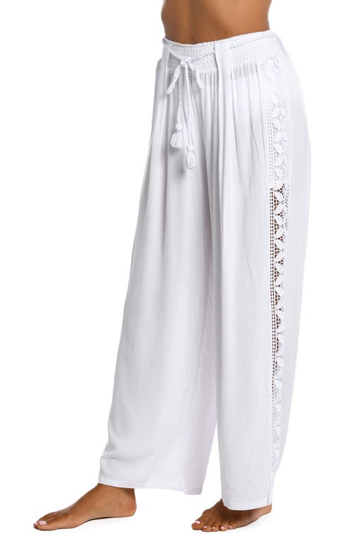 La Blanca Coastal Crochet Wide Leg Cover-up Pants In White