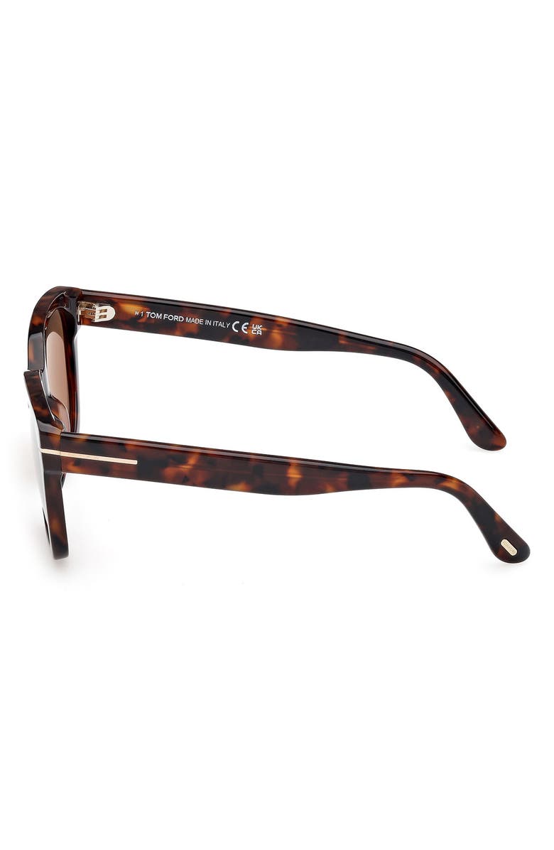 TOM FORD Haylay 53mm Square Sunglasses, Alternate, color, Shiny Dark Havana Eco