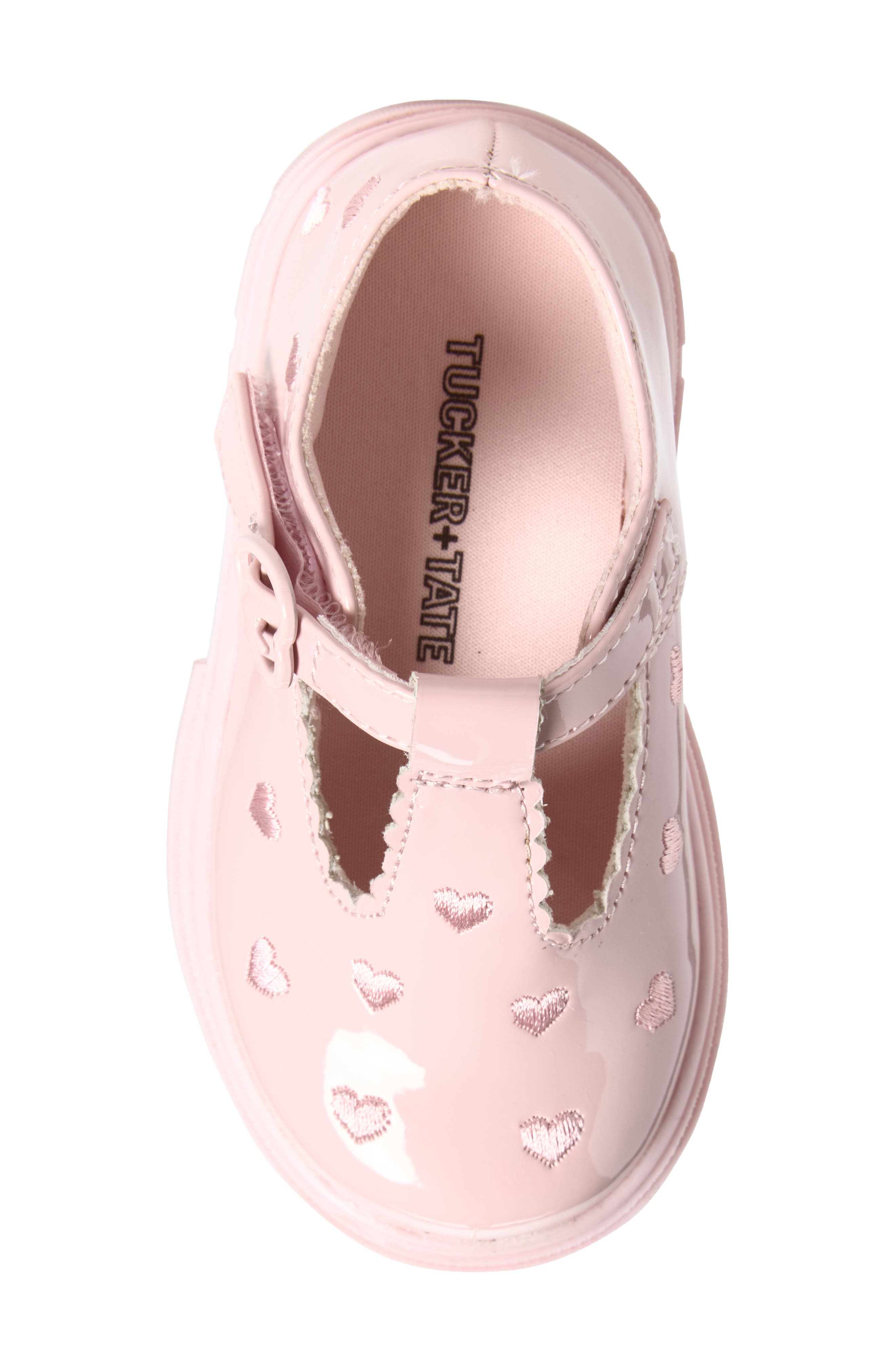 Kids' Estella Heart T-Strap Flat, Alternate, color, PINK BLUSH