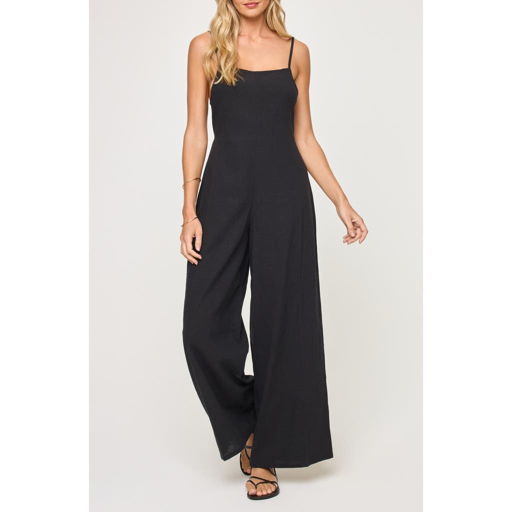 L*space Lspace Jaida Open Back Cotton Cover-up Jumpsuit In Black