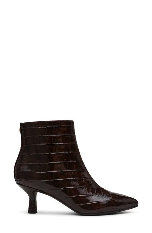 Anne Klein Federica Pointed Toe Bootie In Brown Croc