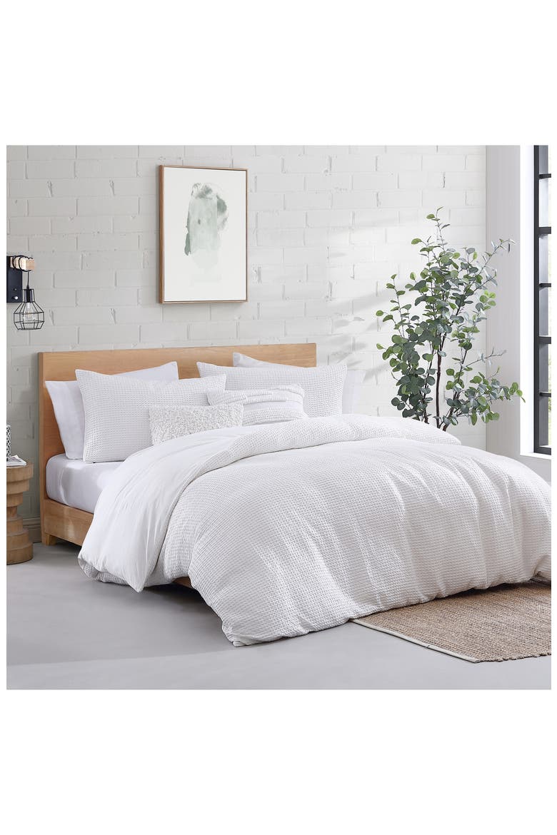 Modern Waffle Cotton Duvet & Sham Set, Alternate, color, WHITE