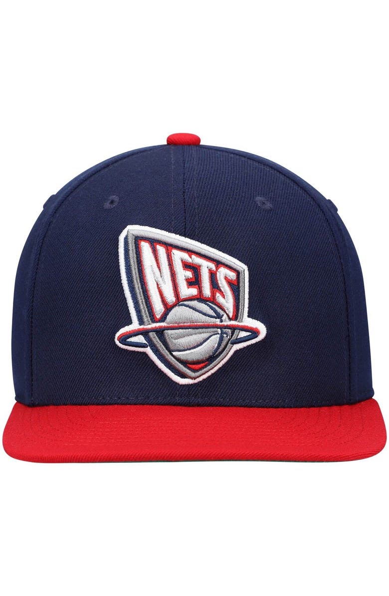 Mitchell & Ness Men's Mitchell & Ness Navy/Red New Jersey Nets Hardwood Classics Team Two-Tone 2.0 Snapback Hat, Alternate, color, Navy