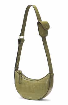 Rookie Crescent Croc Embossed Leather Crossbody Bag