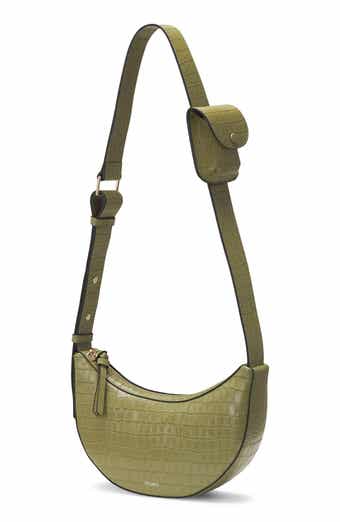 Rookie Crescent Croc Embossed Leather Crossbody Bag