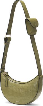 Oryany Rookie Crescent Croc Embossed Leather Crossbody Bag