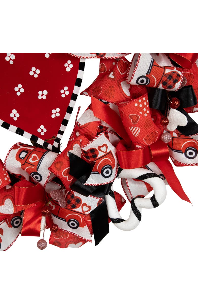 Northlight Ribbon and Twig Valentine
s Day Wreath - 17", Alternate, color, Red