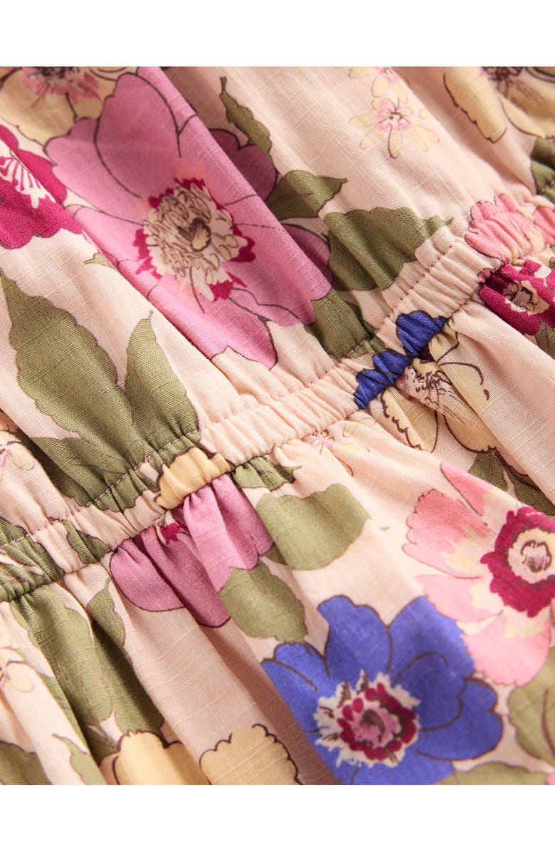 Mini Boden Kids' Gathered Elastic Waist Dress, Alternate, color, Blooming Pink Floral Bloom