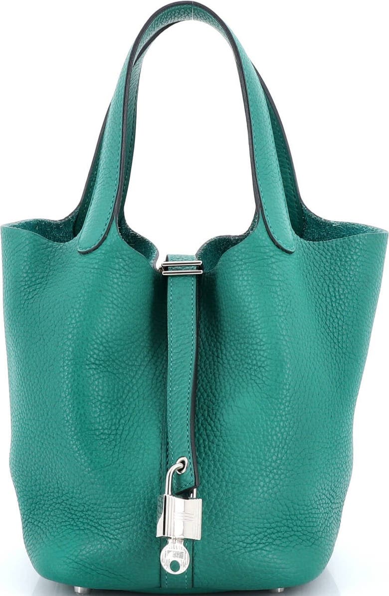 Pre-Owned Hermes Picotin Lock Bag Clemence PM, Main, color, Vert Vertigo