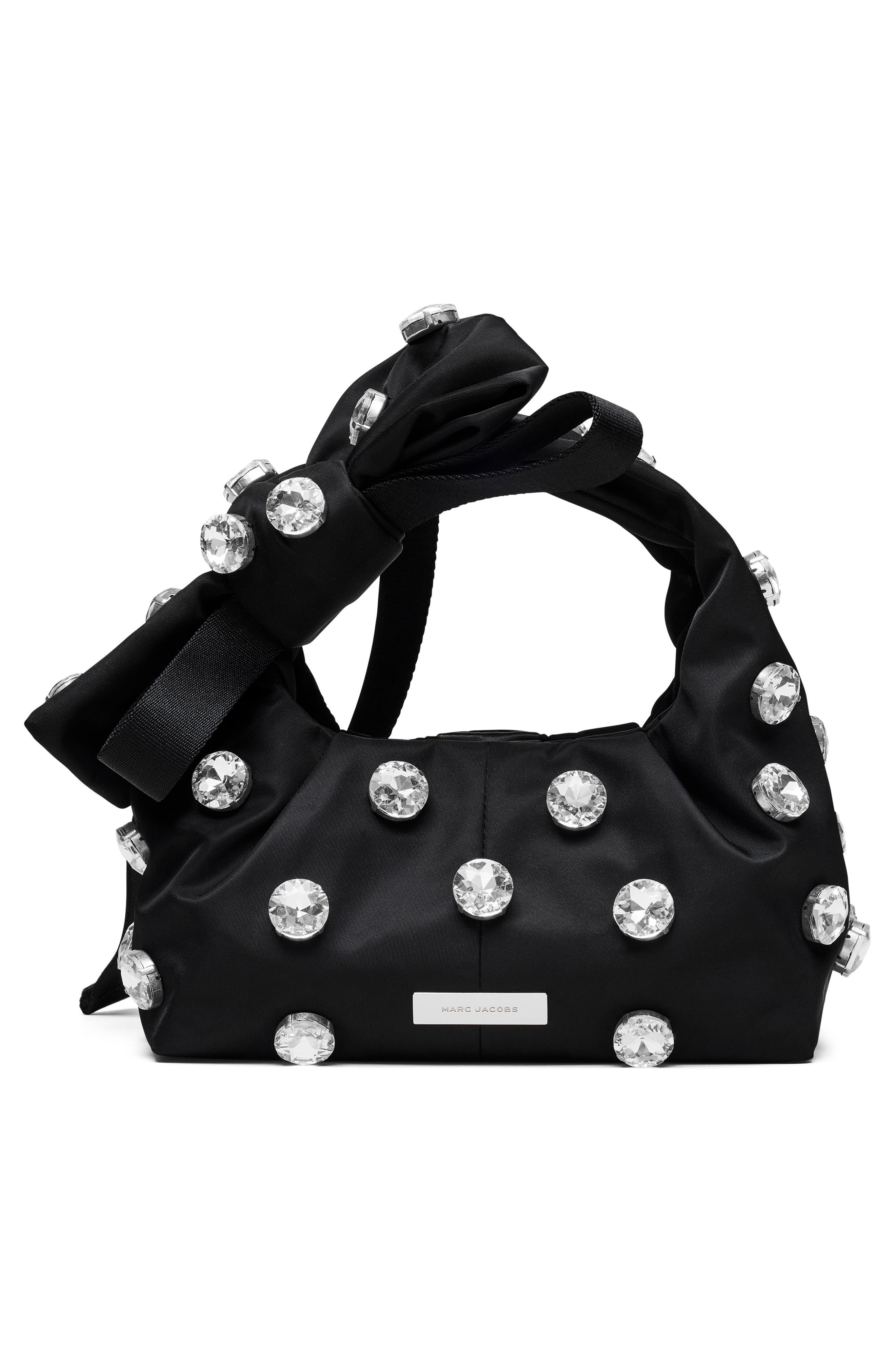 Marc Jacobs The Gem Nylon Bow Mini Sack Bag, Alternate, color, Black