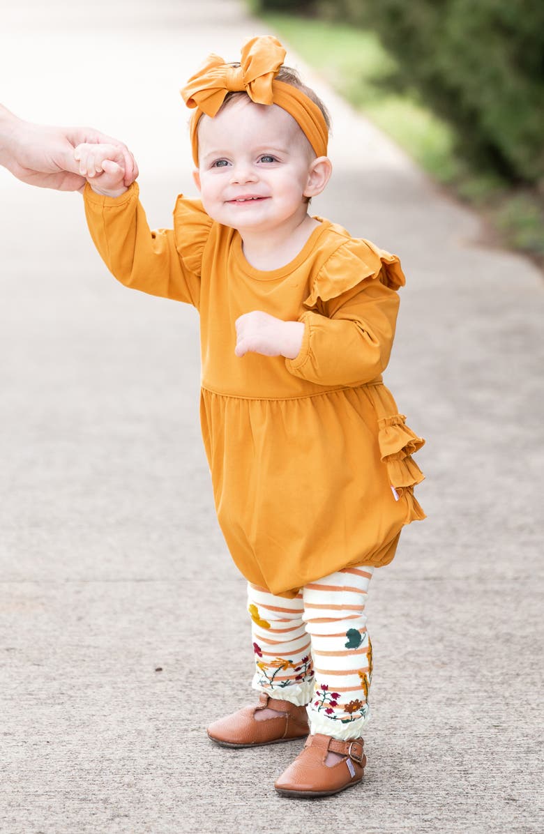 RuffleButts Honey Flutter Bubble Romper & Headband Set, Alternate, color,