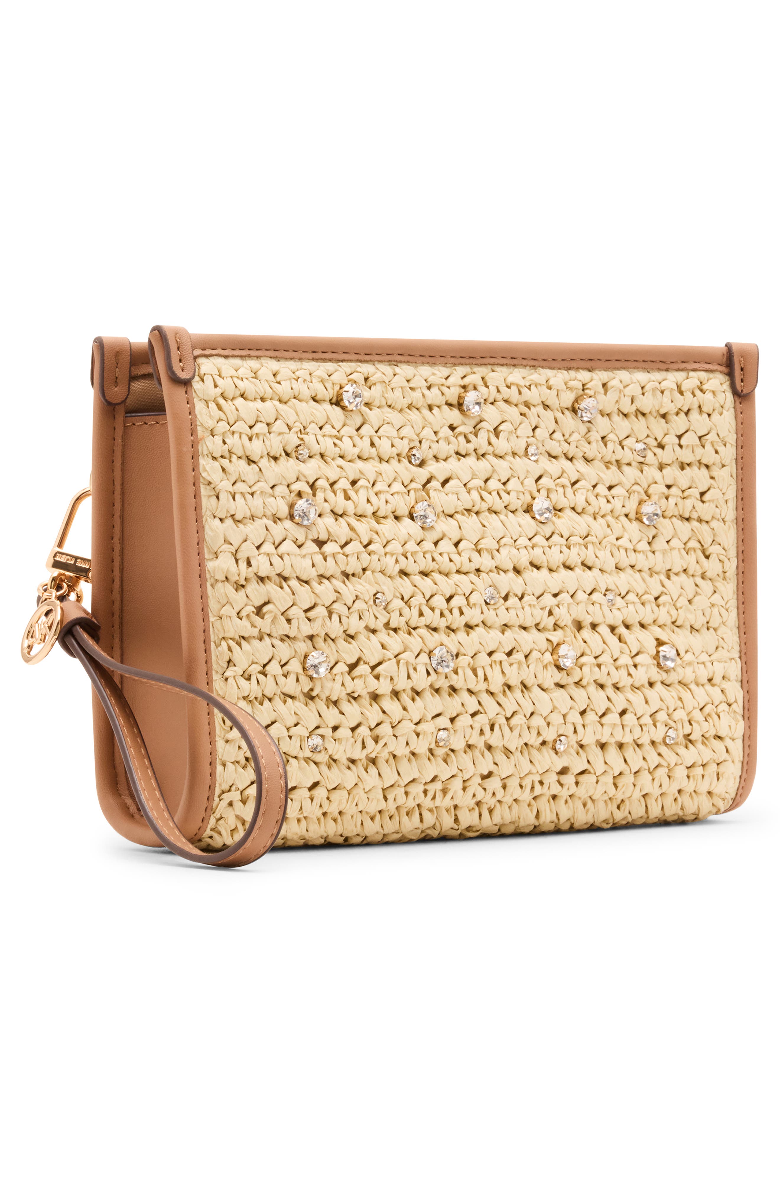 Anne Klein Rhinestone Woven Wristlet, Alternate, color, 