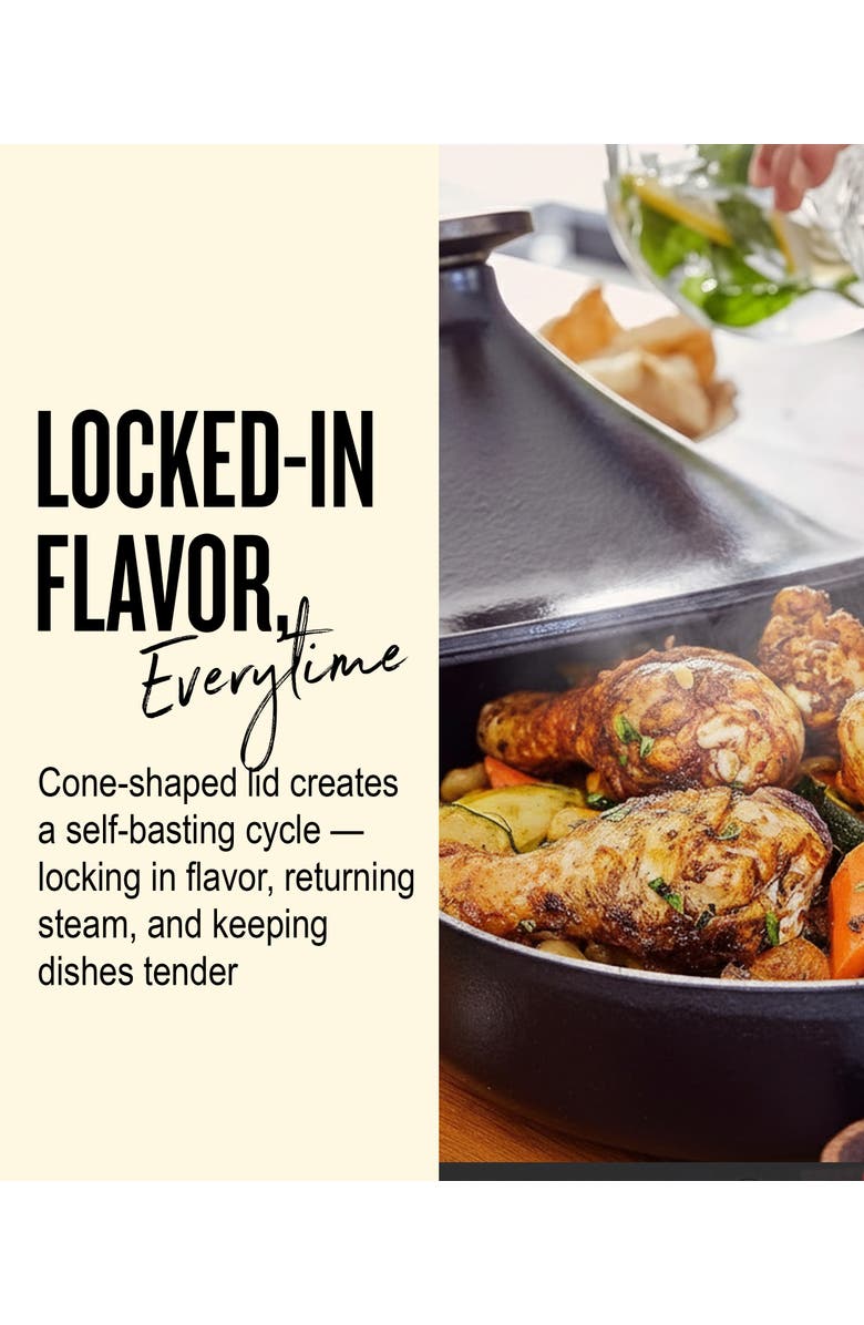 Alva Nori 3Qt Enameled Cast Iron Tagine Pot, Alternate, color, Black