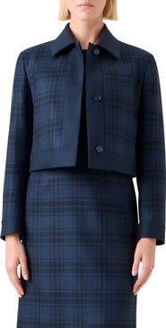 Akris Lewitt Check Wool Crop Jacket