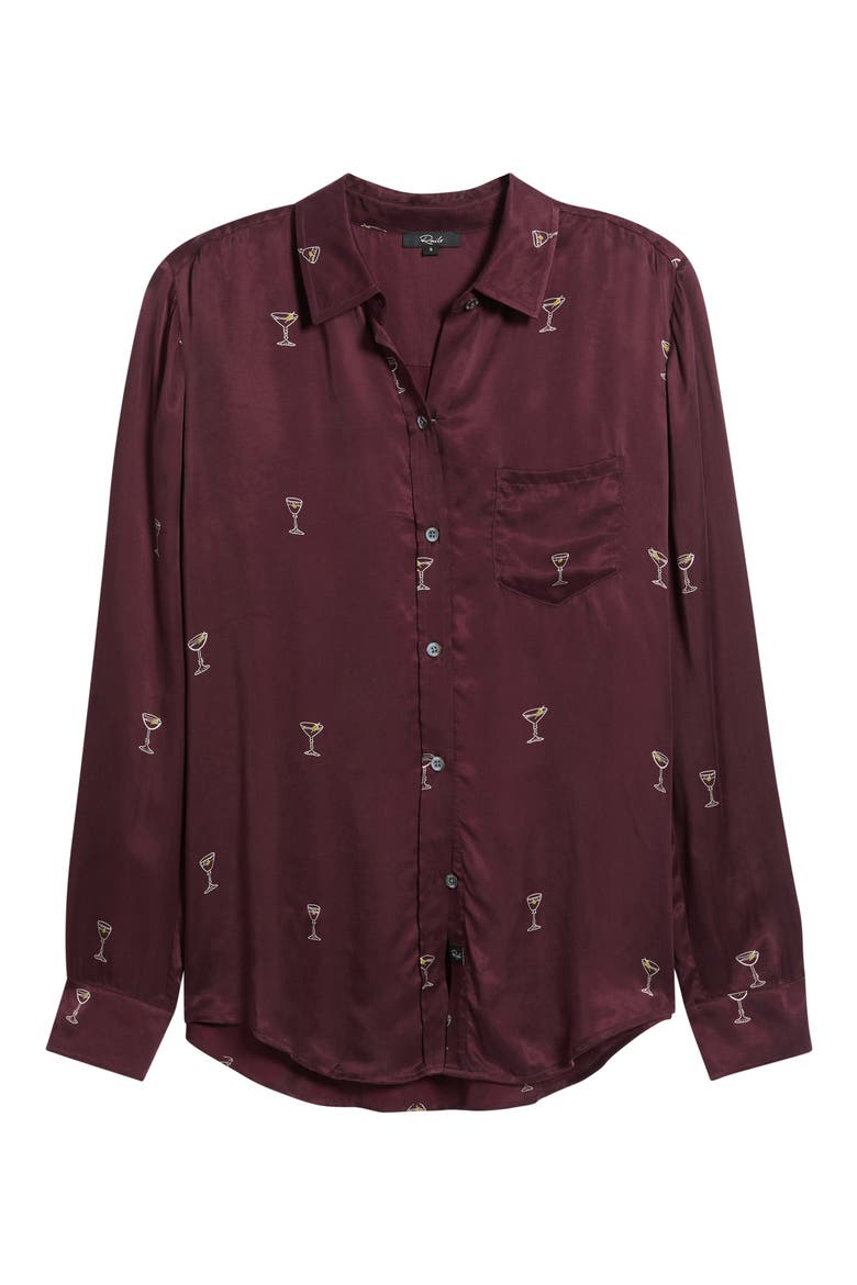 Alyssa Button-Up Shirt, Alternate, color, OXBLOOD MARTINI