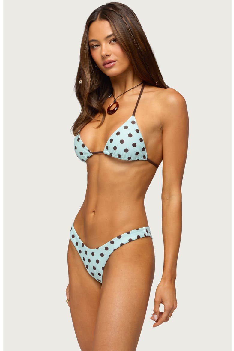 Melanie Polka Dot Triangle Bikini Top, Alternate, color, MINT