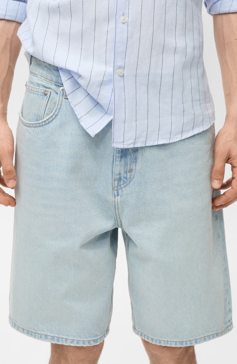MANGO Oversize Denim Bermuda Shorts, Alternate, color, Light Blue