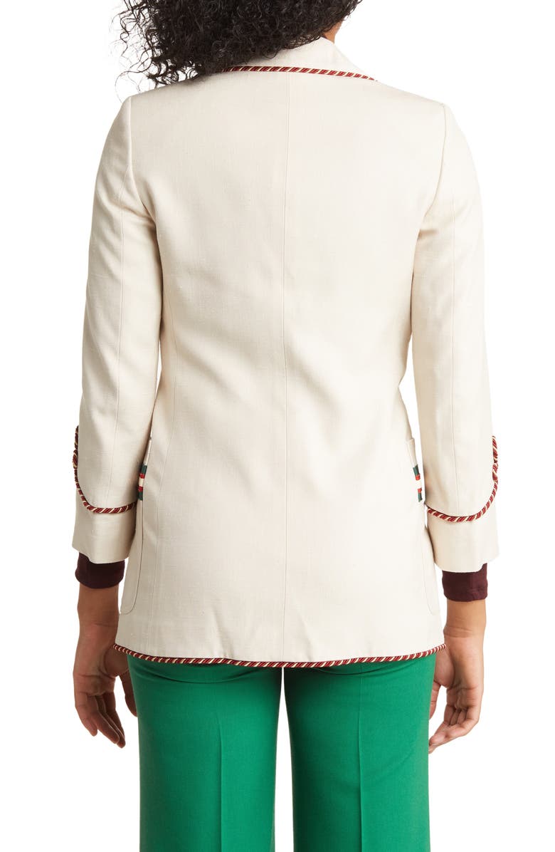 Gucci One Button Peak Lapel Piped Blazer, Alternate, color, White