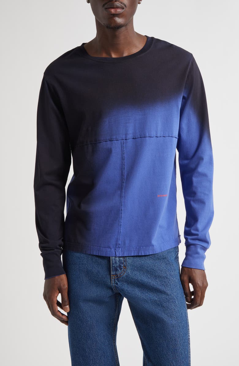 Eckhaus Latta Lapped Long Sleeve Cotton T-Shirt, Main, color, Shadow