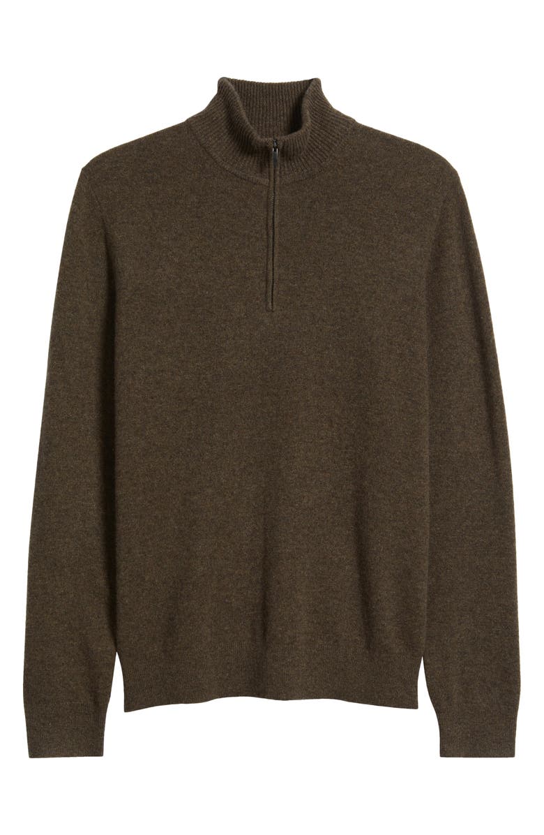 Nordstrom Quarter Zip Cashmere Sweater, Alternate, color, Brown Desert Heather