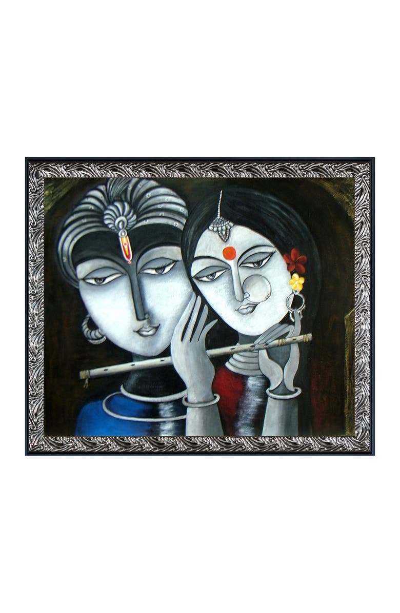 OVERSTOCK ART Divine Soul Mates with Ornate Silver and Black Custom Stacked Frame - 23.5" x 27.5", Main, color,
