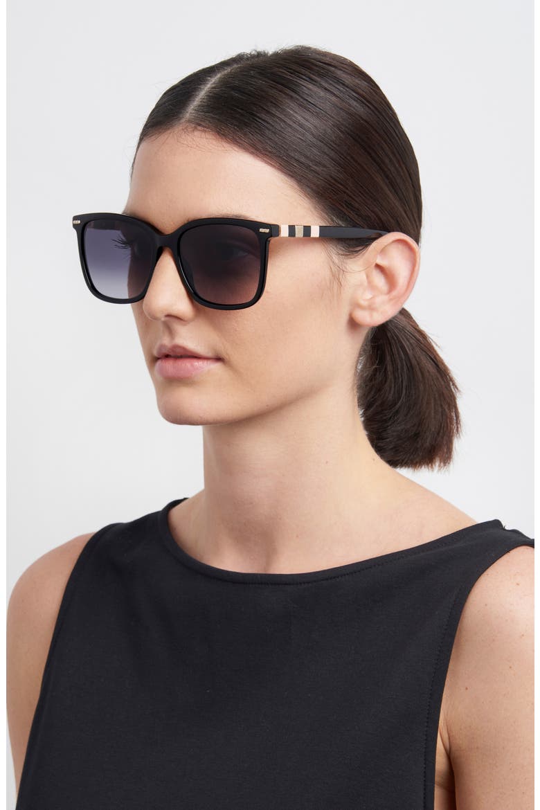 CH 0045/S 57mm Gradient Rectangle Sunglasses, Alternate, color, BLACK