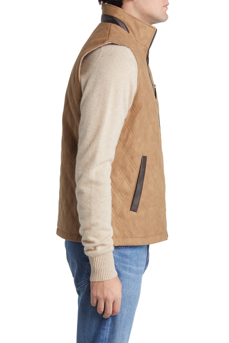 Reversible Quilted Vest, Alternate, color, CAMEL/ LIGHT BROWN