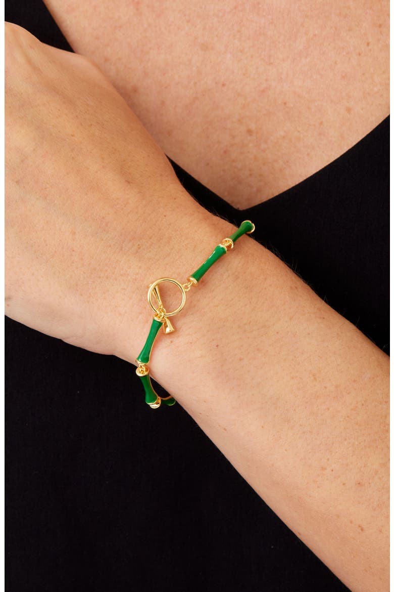 Enamel Bamboo Link Bracelet, Alternate, color, GREEN