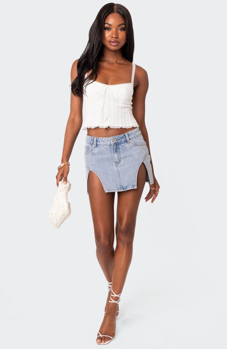 EDIKTED Slits 4 Dayz Denim Skirt, Alternate, color,