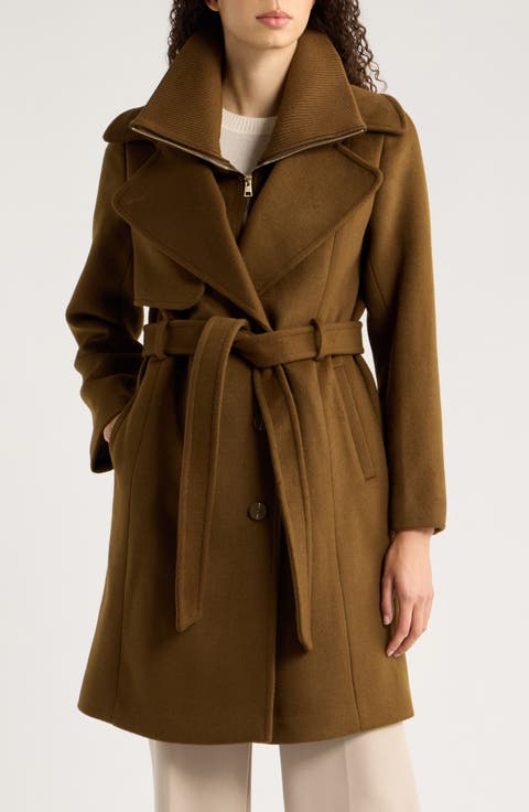 Fabianne Wool Blend Coat with Removable Bib