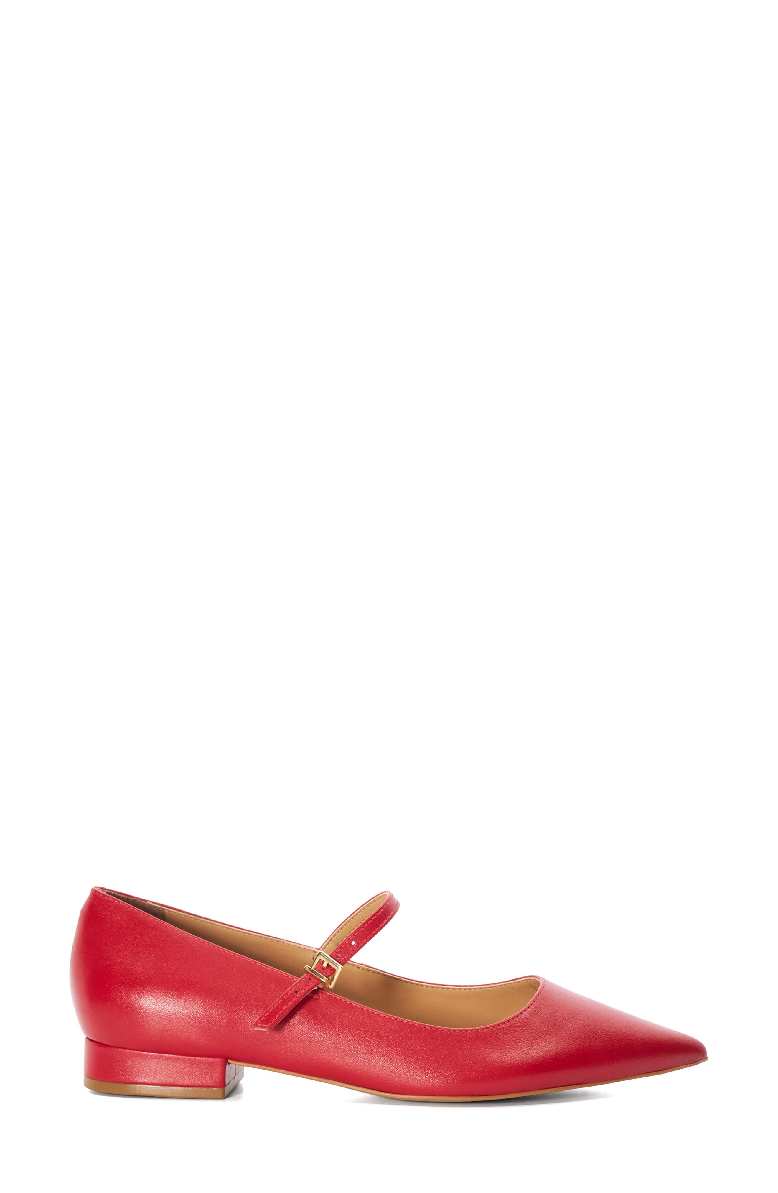 Hastas Pointed Toe Mary Jane Flat, Alternate, color, RED